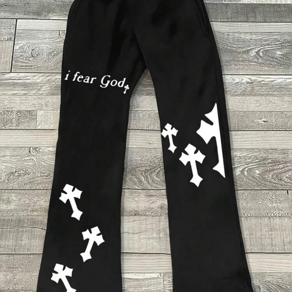 Fear of God Black Pants with White Crosses - Picture 2 of 2